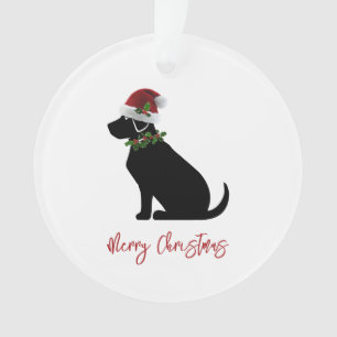 Black Lab Frohe Weihnachts-Weihnachtsmannmütze Hol Ornament