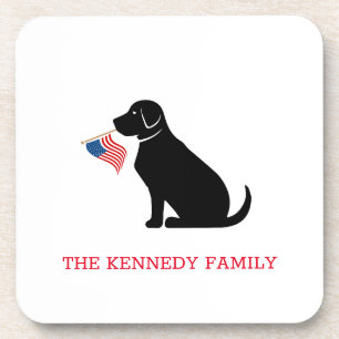 Black Lab Hund American Flag Family NAME Classic Getränkeuntersetzer