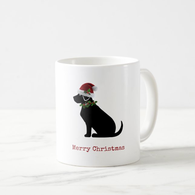 Black Lab Hund Frohe Weihnachten Weihnachtsmannmüt Kaffeetasse (VorderseiteRechts)