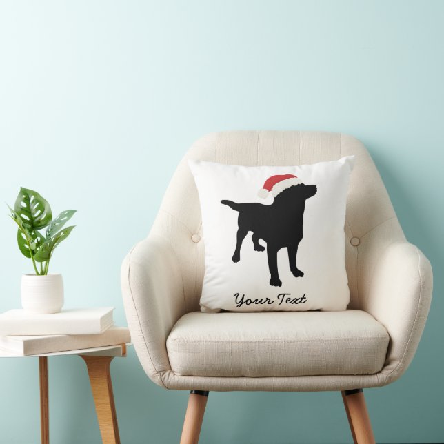Black Lab Hund mit Weihnachts-Weihnachtsmannmütze Kissen (Stuhl )
