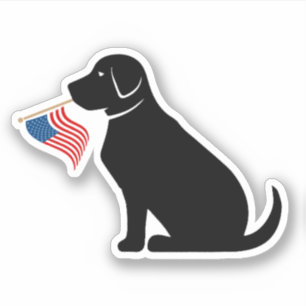 Black Lab Hund Silhouette American Flag USA Aufkleber