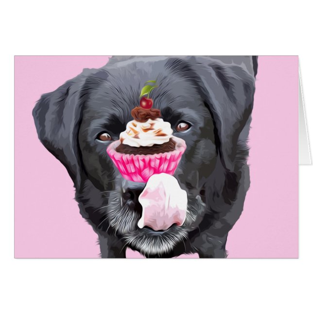 Black Lab Jeden Anlaß Card - Cupcake Cards - Hund (Vorderseite (Horizontal))