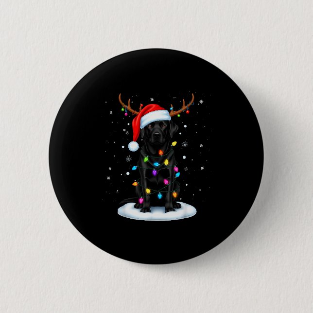 Black Lab Labrador Christmas Dog Reindeer Lights P Button (Vorderseite)