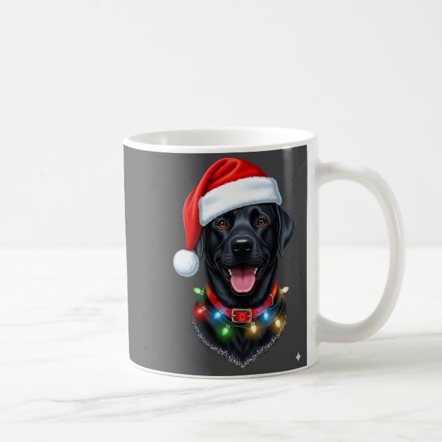 Black Lab Labrador Christmas Dog Santa Hat Light P Kaffeetasse (Rechts)