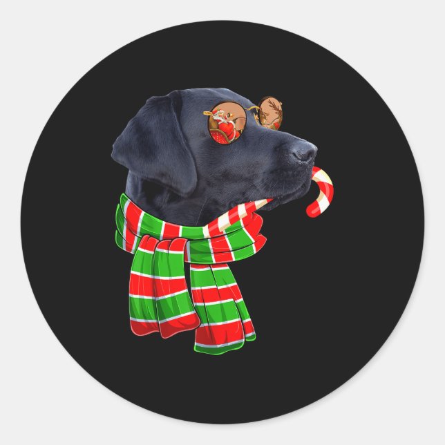 Black Lab Labrador Dog Owners Christmas Xmas Holid Runder Aufkleber (Vorderseite)