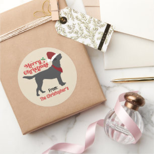 Black Lab Labrador Frohe Weihnachten Runder Aufkleber