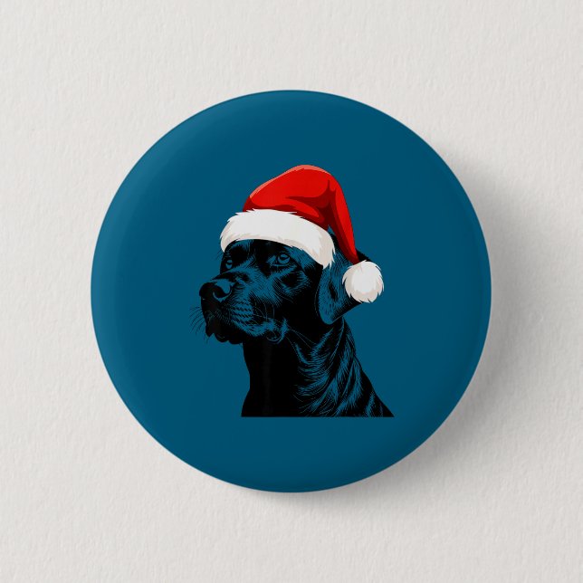 Black Lab Labrador Santa Hat Christmas Holiday Pet Button (Vorderseite)