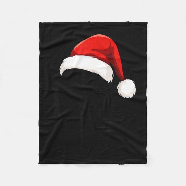 Black Lab Labrador Santa Hat Christmas Holiday Pet Fleecedecke (Vorderseite)