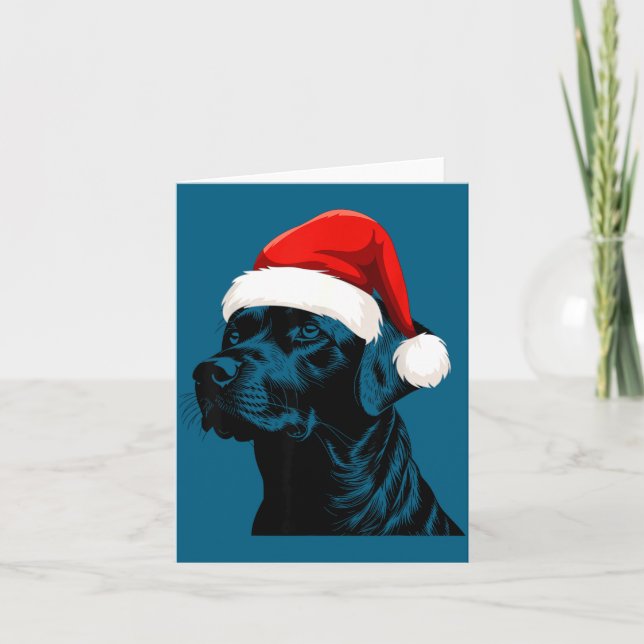 Black Lab Labrador Santa Hat Christmas Holiday Pet Karte (Vorderseite)