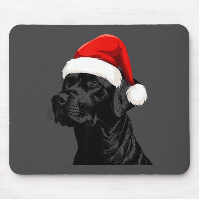 Black Lab Labrador Santa Hat Christmas Holiday Pet Mousepad (Vorne)