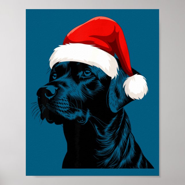 Black Lab Labrador Santa Hat Christmas Holiday Pet Poster (Vorne)