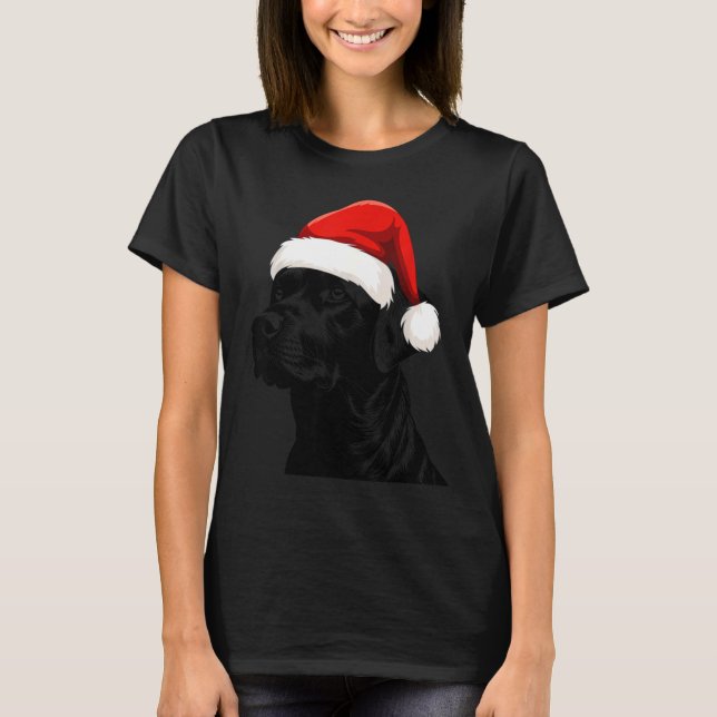 Black Lab Labrador Santa Hat Christmas Holiday Pet T-Shirt (Vorderseite)
