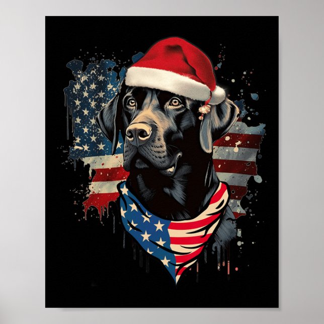 Black Lab Labrador Vintag Weihnachten Pajama Poster (Vorne)