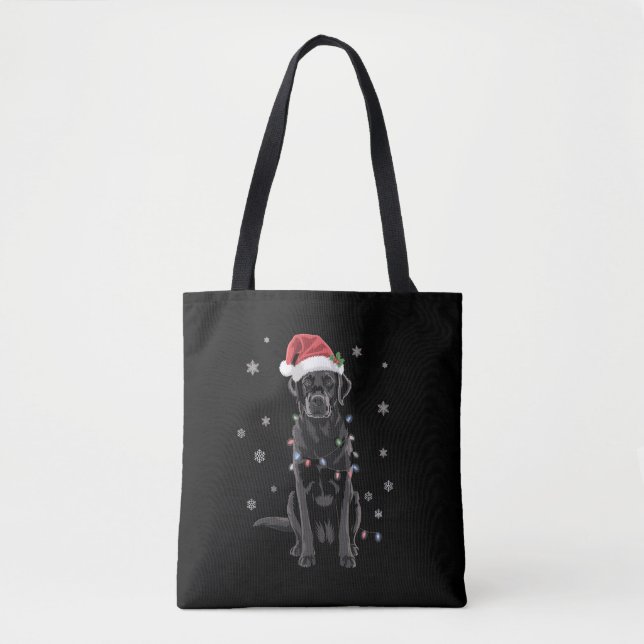 Black Lab Labrador Weihnachtsbaum Light Pajama Dog (Vorderseite)