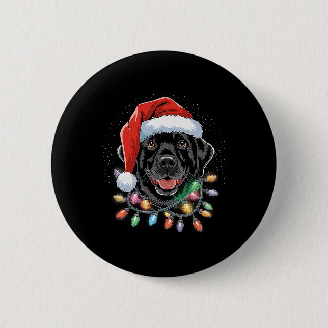 Black Lab Labrador Weihnachtsbaum Light Pajama Dog Button (Vorderseite)