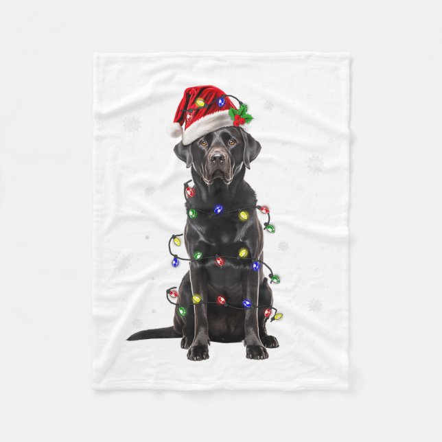 Black Lab Labrador Weihnachtsbaum Light Pajama Dog Fleecedecke (Vorderseite)