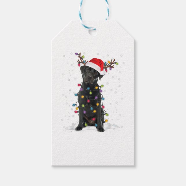 Black Lab Labrador Weihnachtsbaum Light Pajama Dog Geschenkanhänger (Vorderseite)