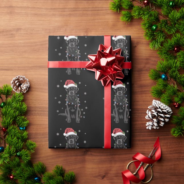 Black Lab Labrador Weihnachtsbaum Light Pajama Dog Geschenkpapier (Feiertagsgeschenk)