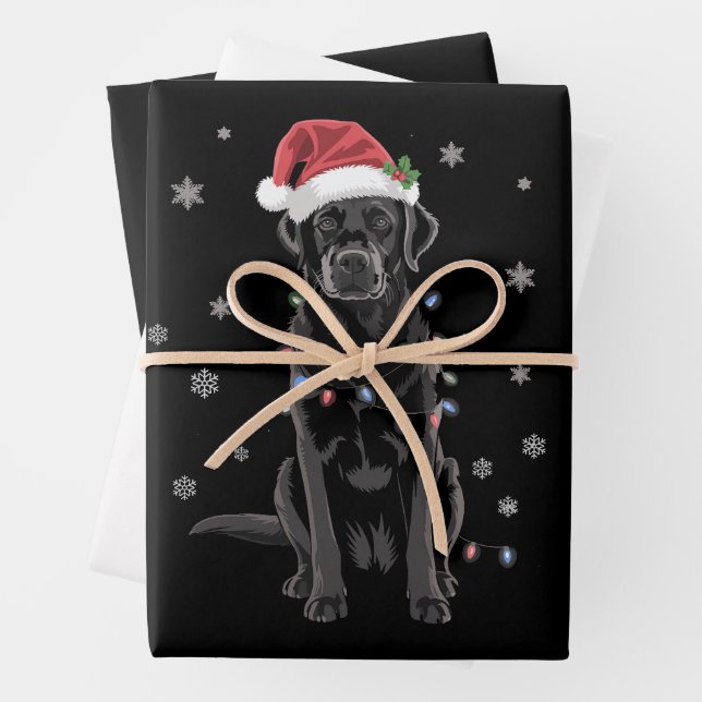 Black Lab Labrador Weihnachtsbaum Light Pajama Dog Geschenkpapier Set (Beispiel)