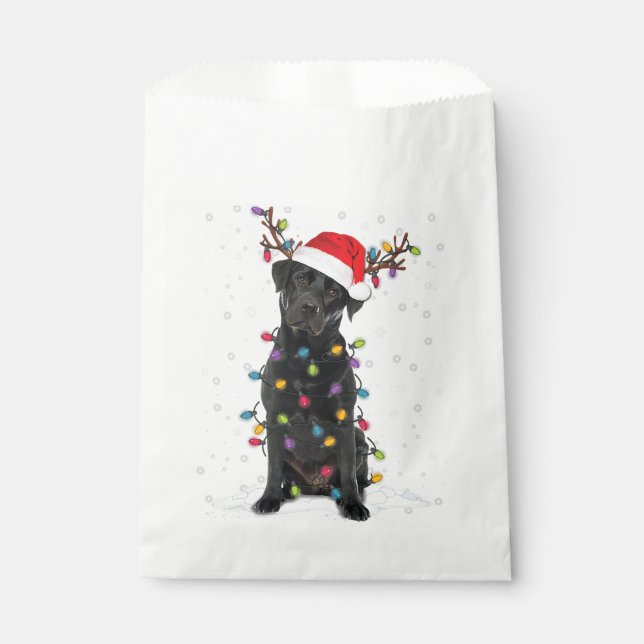 Black Lab Labrador Weihnachtsbaum Light Pajama Dog Geschenktütchen (Vorderseite)