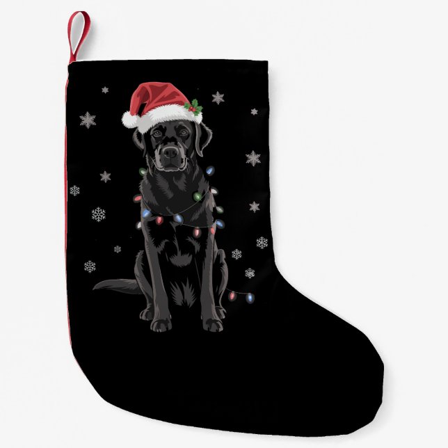 Black Lab Labrador Weihnachtsbaum Light Pajama Dog Kleiner Weihnachtsstrumpf (Vorderseite)