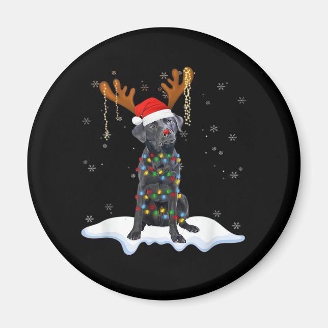 Black Lab Labrador Weihnachtsbaum Light Pajama Dog Magnet (Vorne)