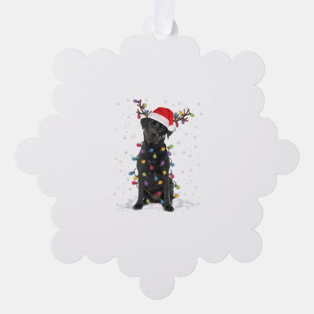 Black Lab Labrador Weihnachtsbaum Light Pajama Dog Ornament Karte (Vorderseite)