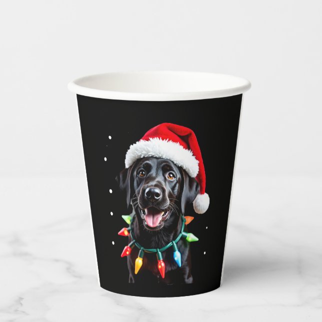 Black Lab Labrador Weihnachtsbaum Light Pajama Dog Pappbecher (Vorderseite)