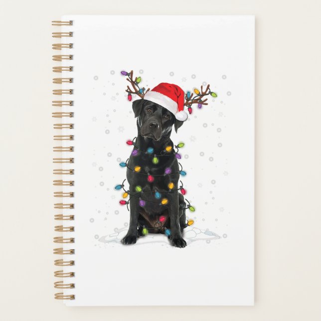 Black Lab Labrador Weihnachtsbaum Light Pajama Dog Planer (Vorderseite)