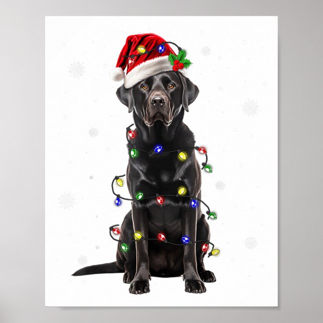 Black Lab Labrador Weihnachtsbaum Light Pajama Dog Poster (Vorne)