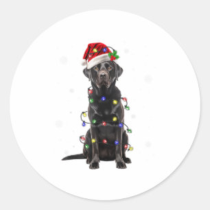 Black Lab Labrador Weihnachtsbaum Light Pajama Dog Runder Aufkleber