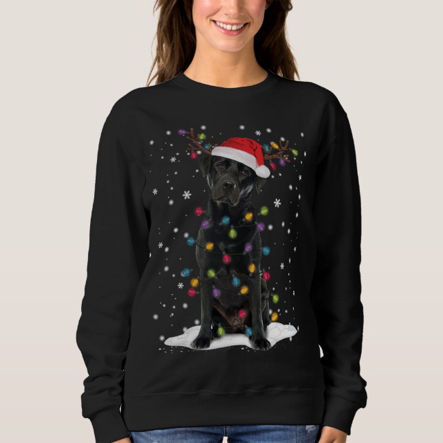 Black Lab Labrador Weihnachtsbaum Light Pajama Dog Sweatshirt (Vorderseite)
