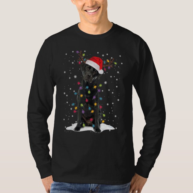 Black Lab Labrador Weihnachtsbaum Light Pajama Dog T-Shirt (Vorderseite)