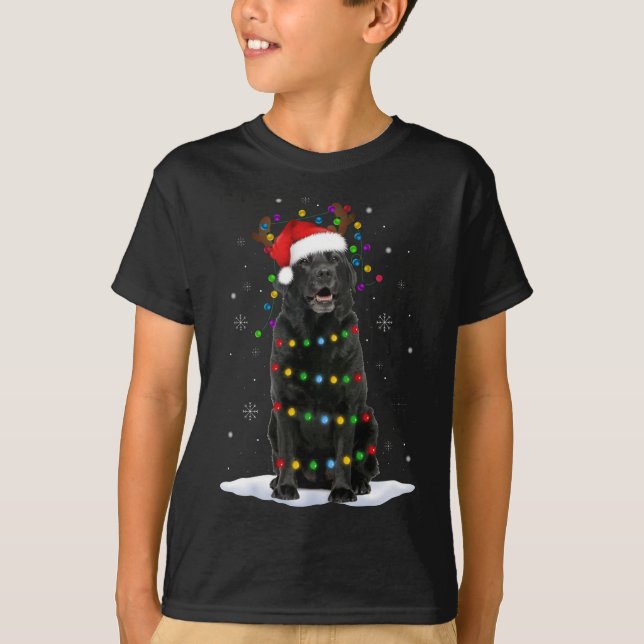 Black Lab Labrador Weihnachtsbaum Light Pajama Dog T-Shirt (Vorderseite)