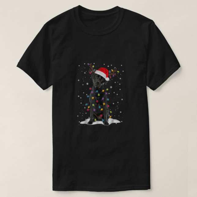 Black Lab Labrador Weihnachtsbaum Light Pajama Dog T-Shirt (Design vorne)