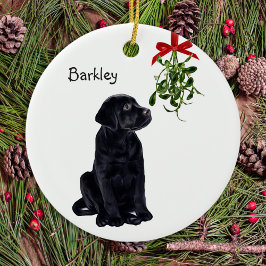Black Lab Mistletoe Haustier Weihnachten Keramikornament