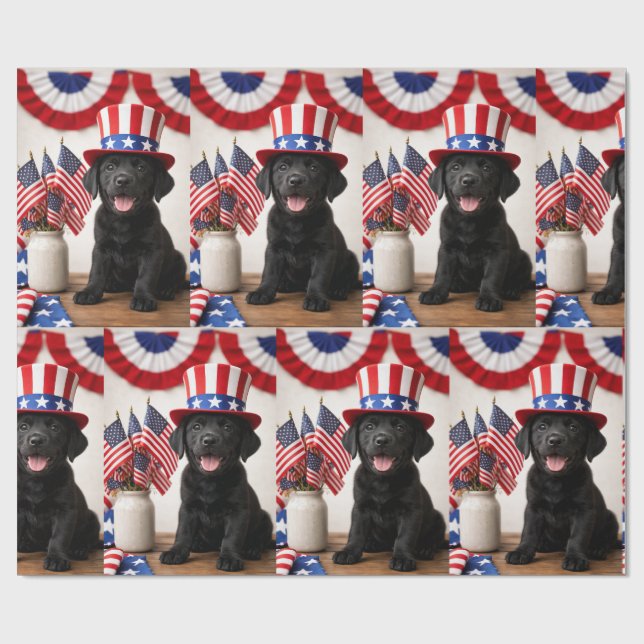 Black Lab Patriotic Uncle Sam Hat gift  Geschenkpapier (Flach)