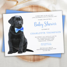 Black Lab Puppy Dog Blue Boy Baby Dusche
