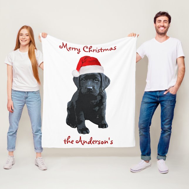 Black Lab Puppy Dog Weihnachtslabrador Fleecedecke (Beispiel)