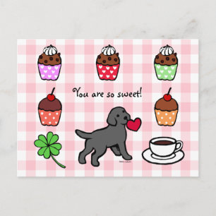 Black Lab Puppy Heart Cartoon Postkarte