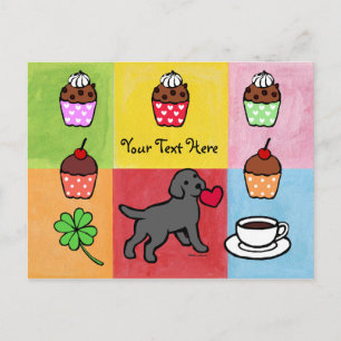 Black Lab Puppy Heart Cartoon Postkarte