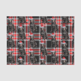 Black Lab Santa Dog auf Karierten Weihnachtsfeiert Seidenpapier