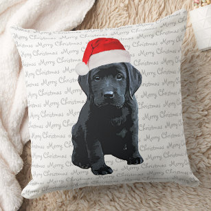 Black Lab Santa Dog Frohe Weihnachten- Labrador Hu Kissen