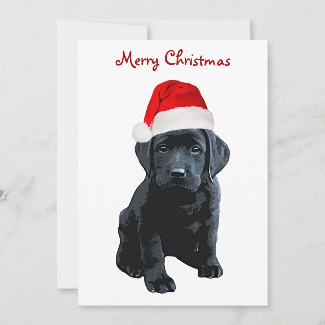 Black Lab Santa - Frohe Weihnachten - Santa Dog Einladung (Vorderseite)