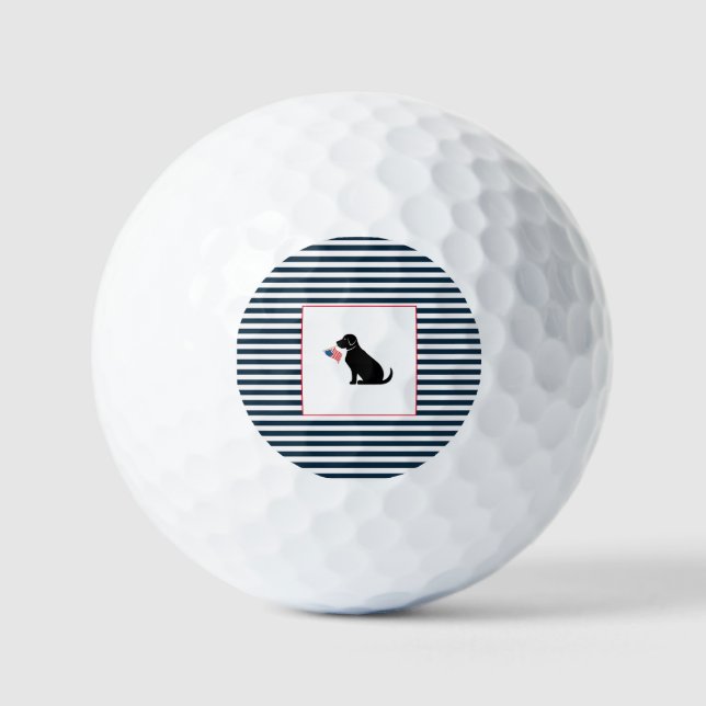 Black Lab Silhouette American Flag Patriotic Golfball (Vorderseite)