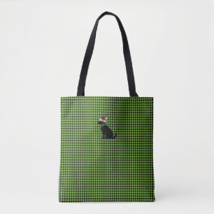 Black Lab Silhouette Christmas Gingham Festive