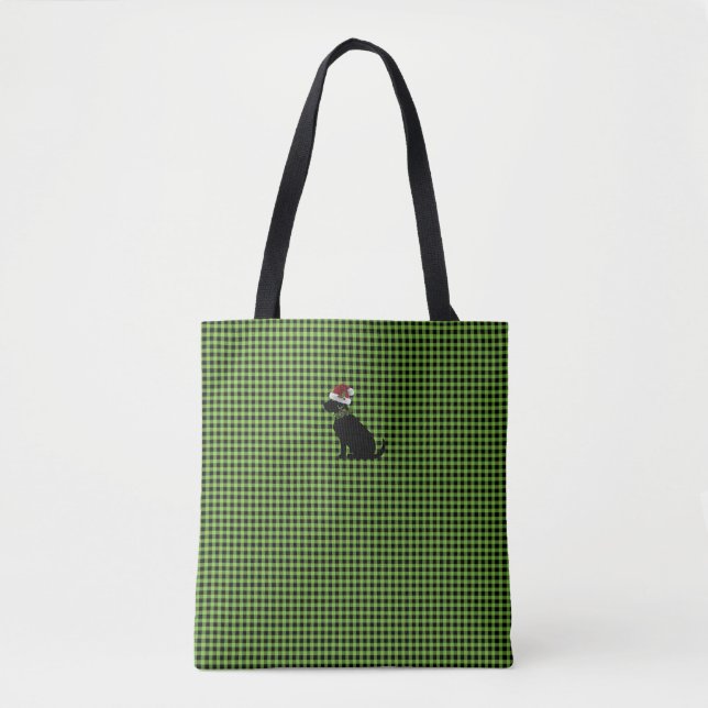 Black Lab Silhouette Christmas Gingham Festive (Vorderseite)