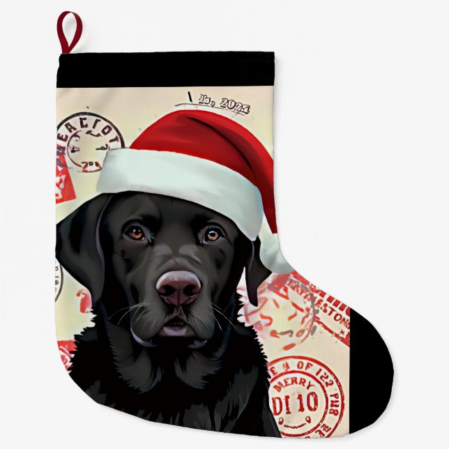 Black lab stocking großer weihnachtsstrumpf (Vorderseite)