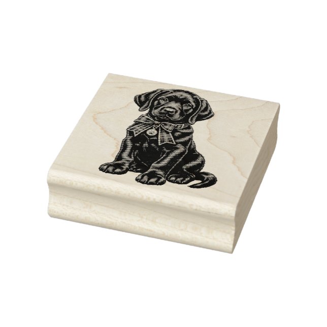 Black Lab Wearing a Bow Cute Rubber Stamp Gummistempel (Stempel)