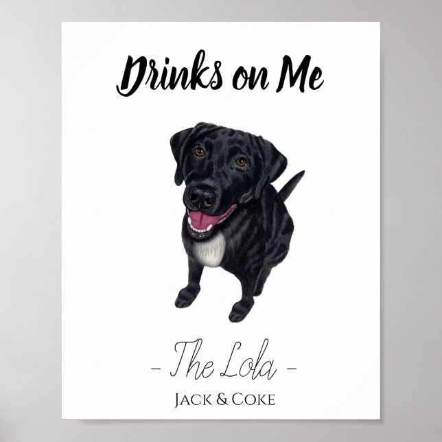Black Lab Wedding Drink Sign Poster (Vorne)